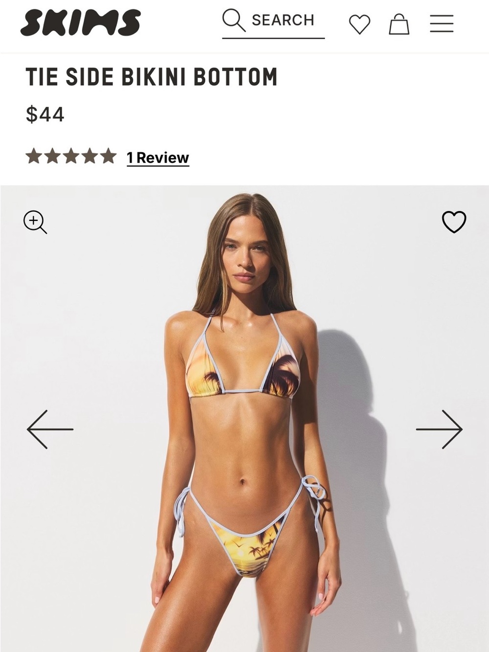 SKIMS Signature Swim Tie Side Bikini Set - Beach Scene NWT
